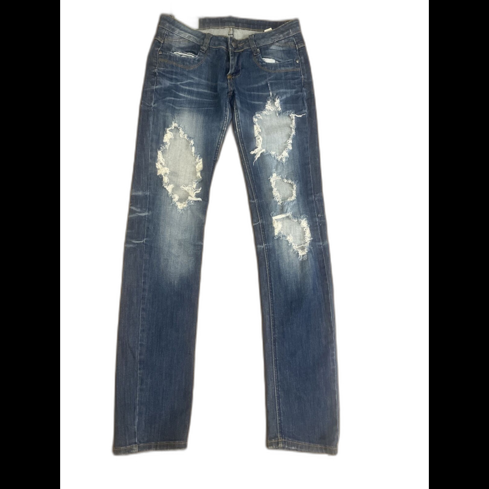 Machine Nouvelle Mode Jeans Womens size 28 Denim Blue Distressed ripped torn